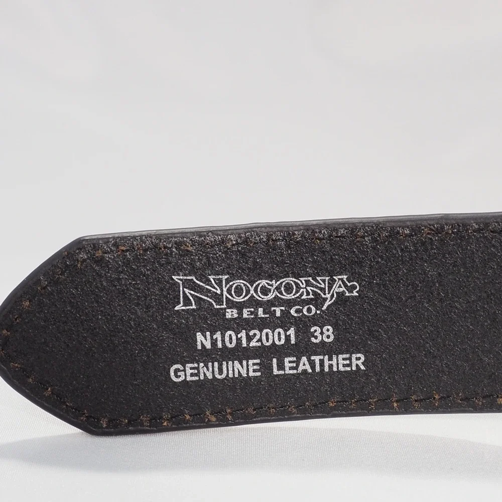 Nocona Money Belt Mens 38 Black Leather Embossed Basketweave Hidden Stash Pocket
